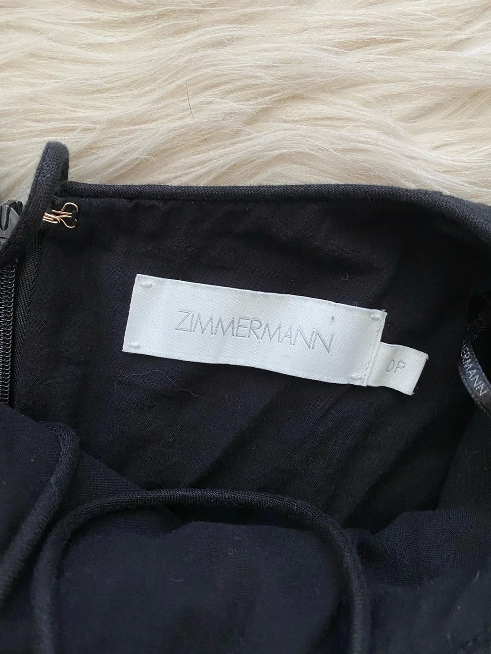 Zimmermann Petite Jude Scallop Midi Dress Black Linen Lace Up Back Vacation 0P - Picture 13 of 16